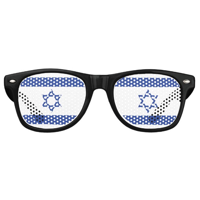 State of Israel Flag, Star of David Judaism Jewish Retro Sunglasses (Front)