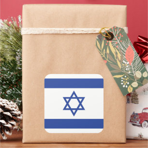 State of Israel Flag, Star of David Judaism Jewish Square Sticker