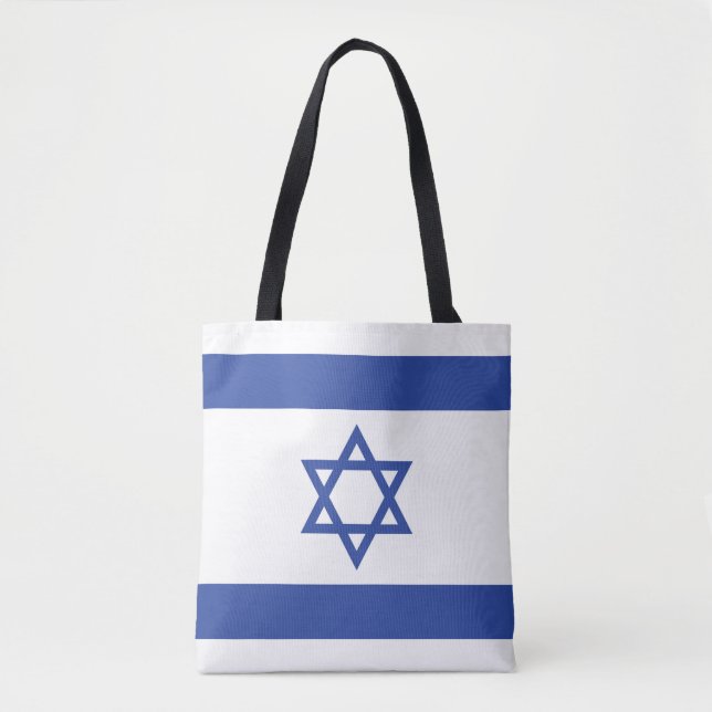 State of Israel Flag, Star of David Judaism Jewish Tote Bag (Front)