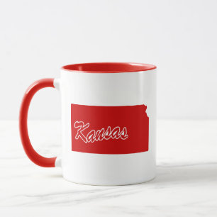 State Of Kansas Shape Red Mug