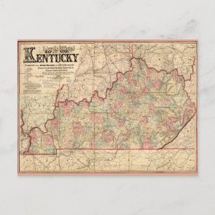 State of Kentucky Map by James Lloyd (1862) Postcard