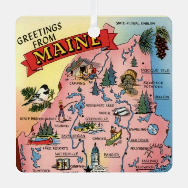  State of Maine Map Ornament (Front)