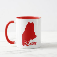 State Of Maine Shape Red Mug