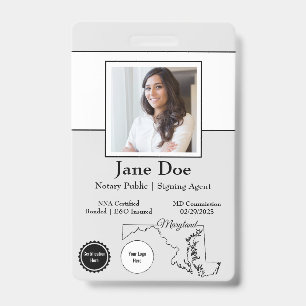 State of Maryland Notary Public Badge with QR Code