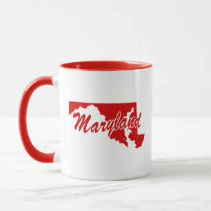 State Of Maryland Shape Red Mug