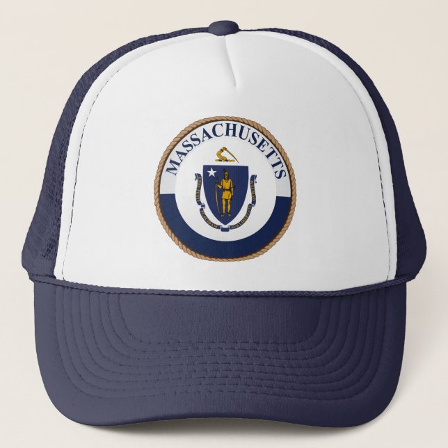 State of Massachusetts Flag Seal Trucker Hat (Front)