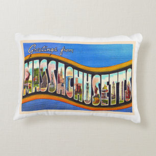 State of Massachusetts MA Large Letter Postcard Accent Pillow