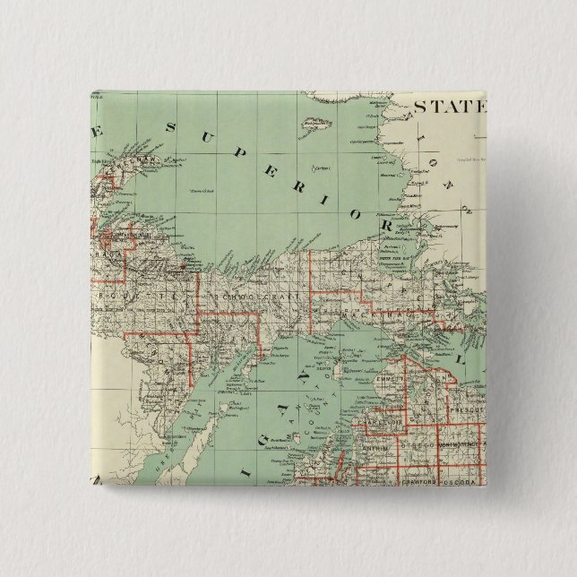 State of Michigan 2 Inch Square Button (Front)