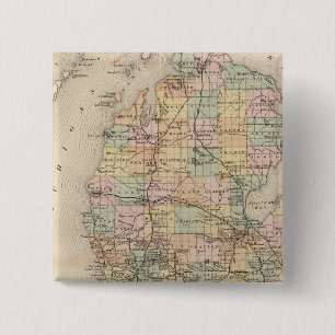 State of Michigan Atlas Map 2 Inch Square Button