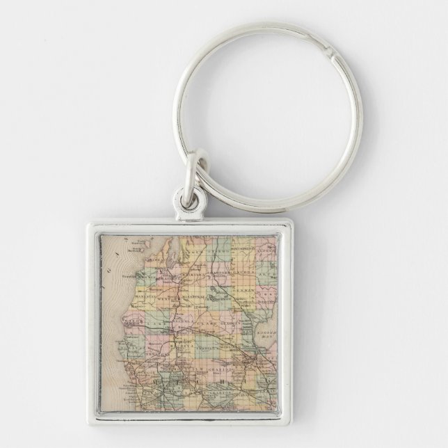 State of Michigan Atlas Map Keychain (Front)