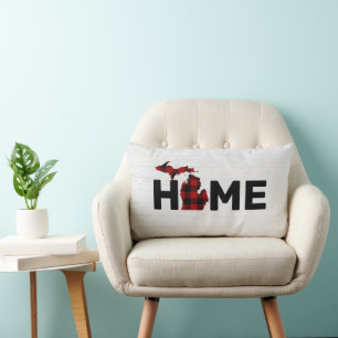 State of Michigan Buffalo Plaid Lumbar Pillow