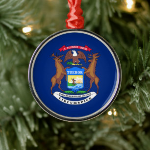 State of Michigan Flag Ceramic Ornament