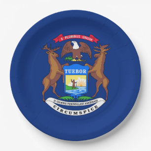 State of Michigan Flag Paper Plate