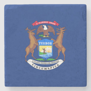 State of Michigan Flag Stone Coaster