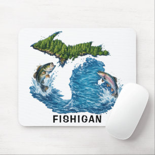 State of Michigan Graphic with Fish Mouse Pad