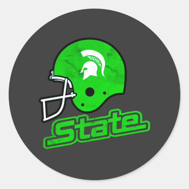 State of Michigan Green White Classic Round Sticker (Front)