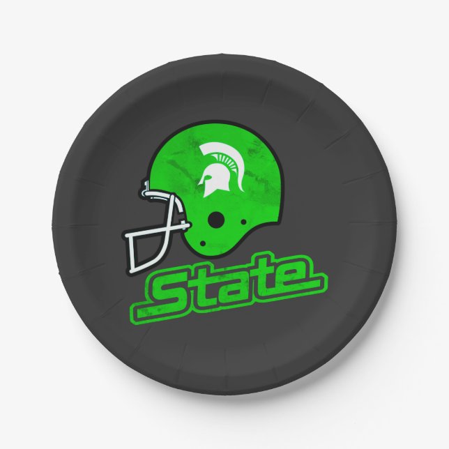 State of Michigan Green White Paper Plate (Front)