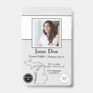 State of Michigan Notary Public Badge with QR Code