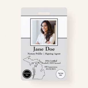 State of Michigan Notary Public Badge with QR Code