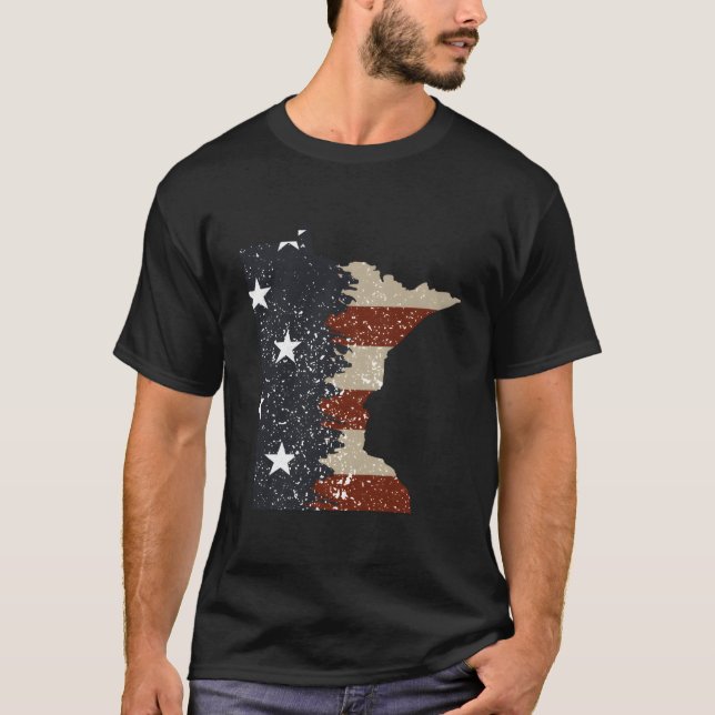 State Of Minnesota Patriotic Usa Flag For Men Wome T-Shirt (Front)