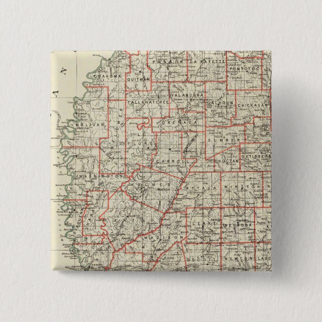 State of Mississippi 2 Inch Square Button (Front)