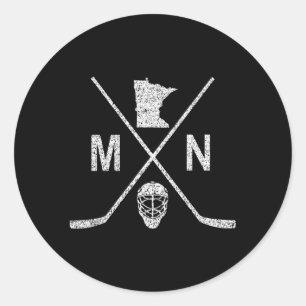 State Of Mn Hockey Look Classic Round Sticker