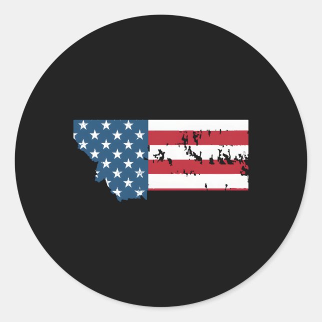 State Of Montana Patriotic Usa Flag For Classic Round Sticker (Front)