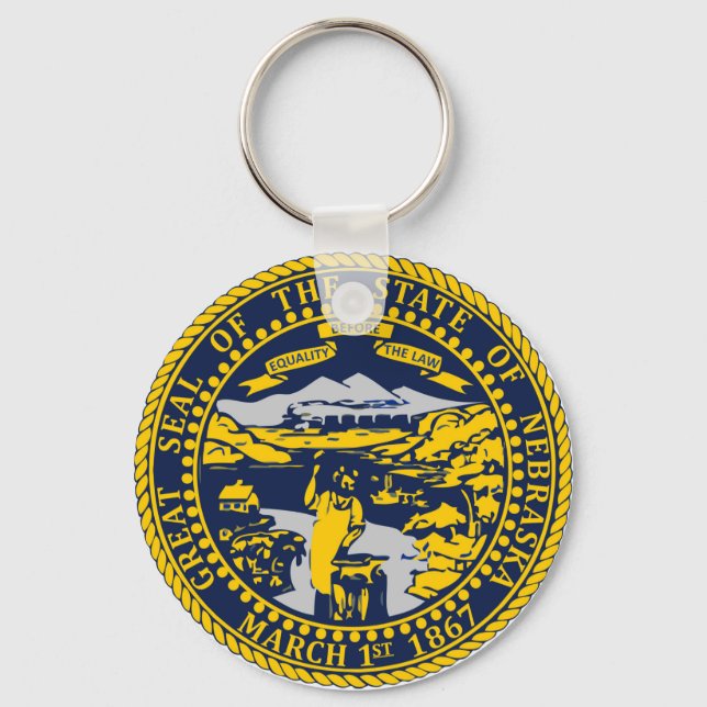 State of Nebraska Flag Seal Keychain (Front)