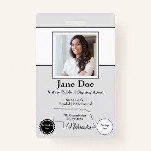 State of Nebraska Notary Public Badge with QR Code