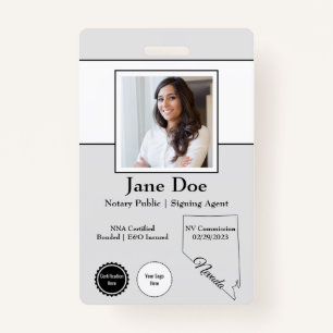 State of Nevada Notary Public Badge with QR Code