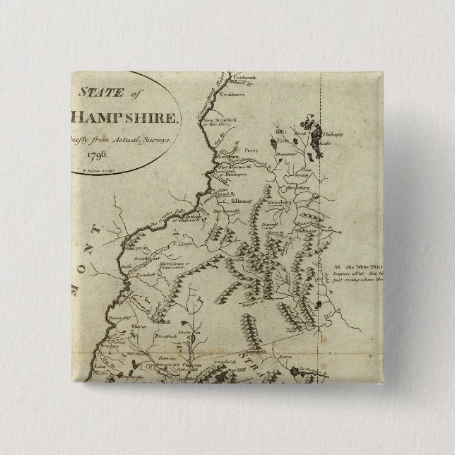 State of New Hampshire 4 2 Inch Square Button (Front)