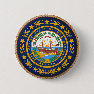State of New Hampshire Flag Seal Button