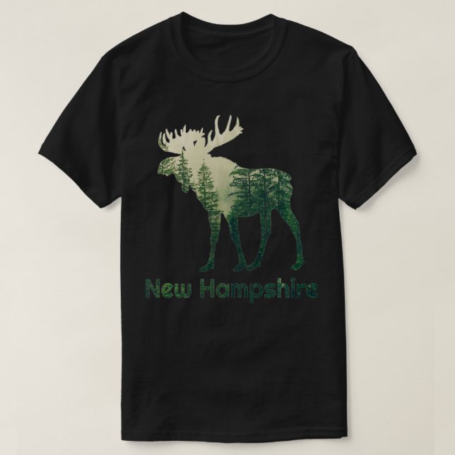 State Of New Hampshire Moose Forest Tree Hunter Wi T-Shirt (Design Front)