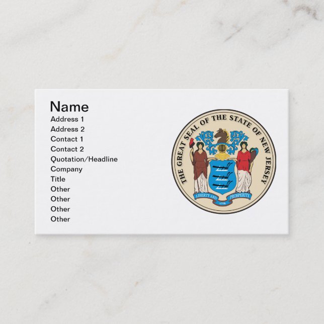 State of New Jersey seal Business Card (Front)