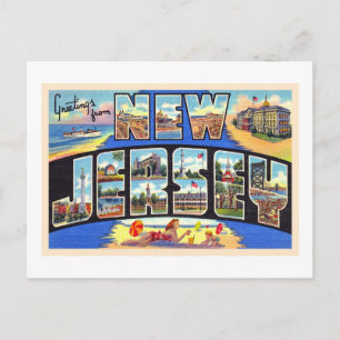 State of New Jersey Vintage Large Letter Postcard