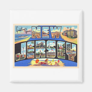 State of New Jersey Vintage Large Letter Postcard Magnet
