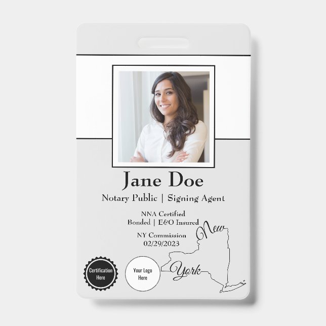 State of New York Notary Public Badge with QR Code (Front)