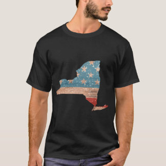 State Of New York Patriotic Usa Flag For T-Shirt
