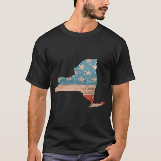 State Of New York Patriotic Usa Flag For T-Shirt (Front)