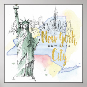 State of New York Statue of Liberty Poster