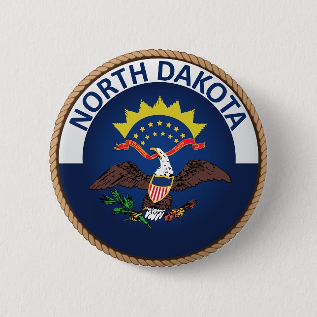 State of North Dakota Flag Seal Button (Front)