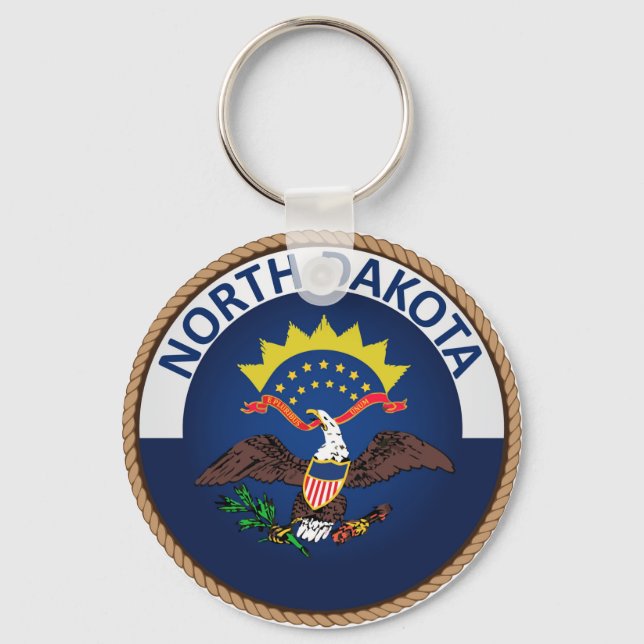 State of North Dakota Flag Seal Keychain (Front)