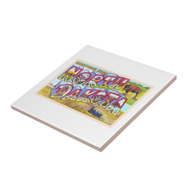 State of North Dakota ND Large Letter Postcard Tile (Side)