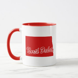 State Of North Dakota Shape Red Mug