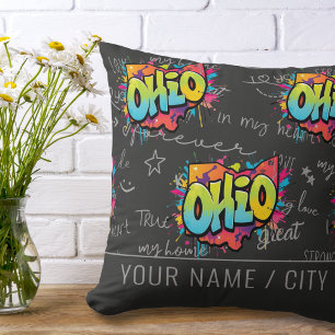 State of Ohio graffiti home decor decoration Throw Pillow