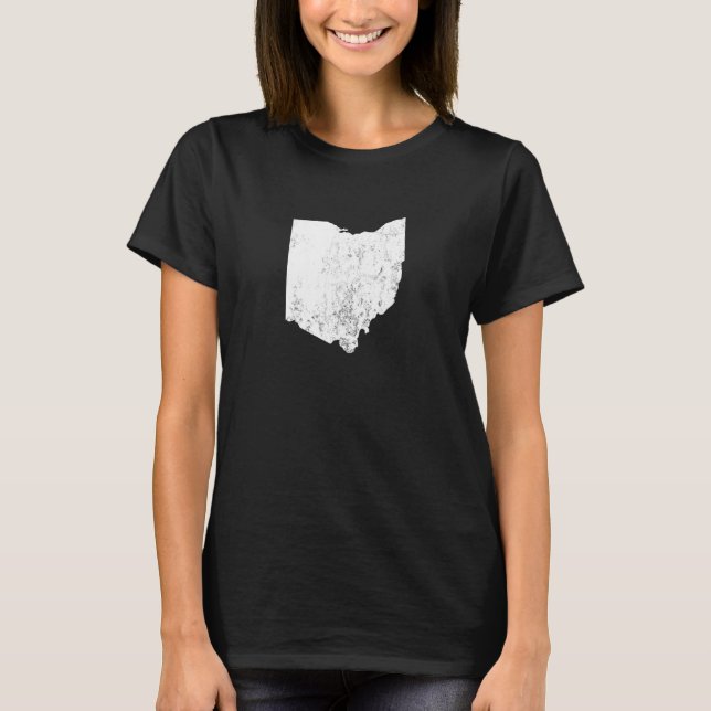 State of Ohio White Silhouette Graphic Apparel T-Shirt (Front)