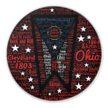 State of Ohio Word Art Ceramic Knob