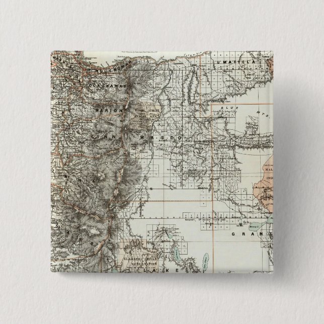 State Of Oregon 2 Inch Square Button (Front)