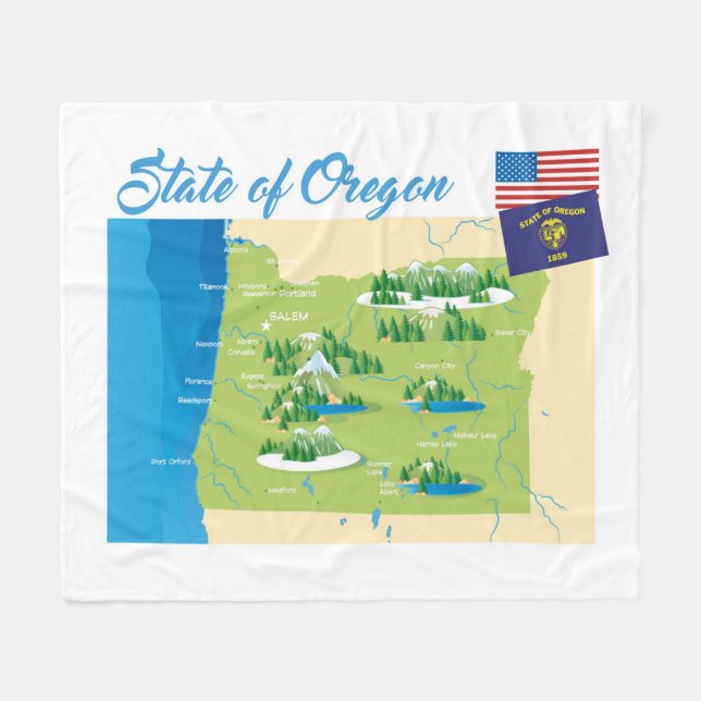 State of Oregon Fleece Blanket (Front (Horizontal))
