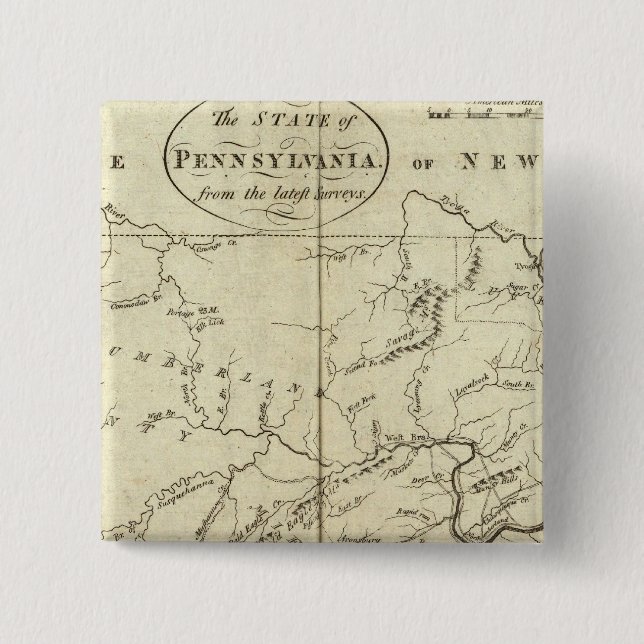 State of Pennsylvania 2 Inch Square Button (Front)